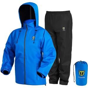 TIDEWE Rain Suit, Waterproof Breathable Lightweight 2 Pieces Rainwear Medium
